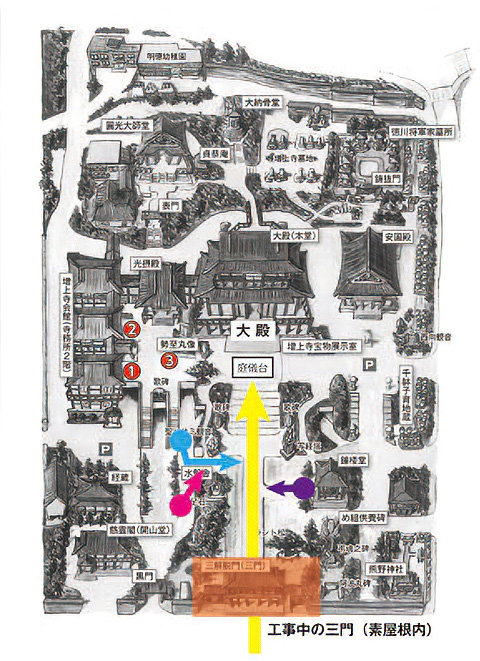 御忌大会　練行列の経路と境内テントの配置について